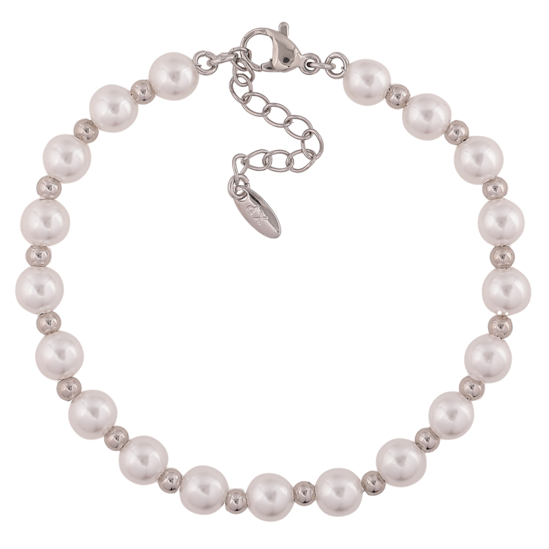 Браслет Xuping Родий Жемчужно-серебристые бусины длинна с доп. цепочкой 17,5-21см х 3-6мм фото №18