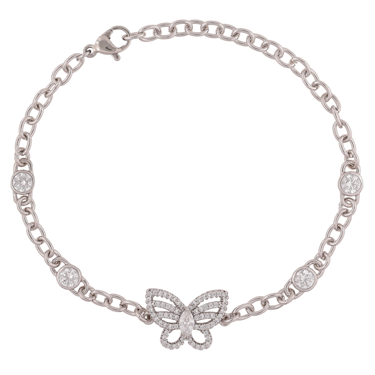 Браслет Xuping Родій «Ланцюжок з метеликом і кристалами» довжина 20,5 см х 4-12 мм фото №8