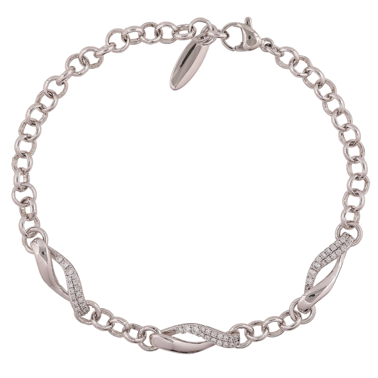 Браслет Xuping Родий Цепочка с декоративными вставками длинна 20см х 5-6мм фото №4