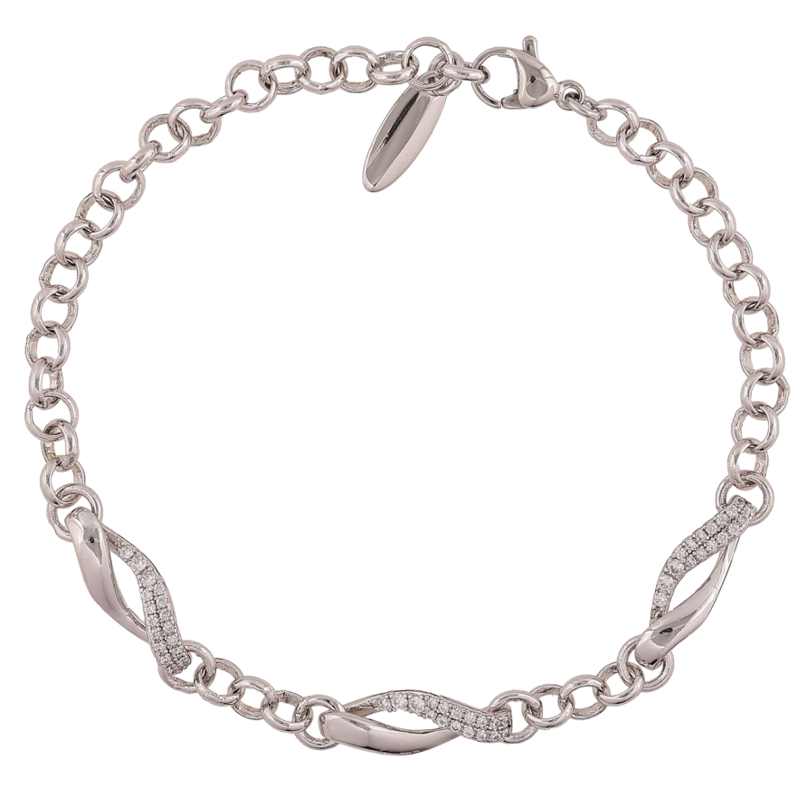 Браслет Xuping Родий Цепочка с декоративными вставками длинна 20см х 5-6мм фото №1