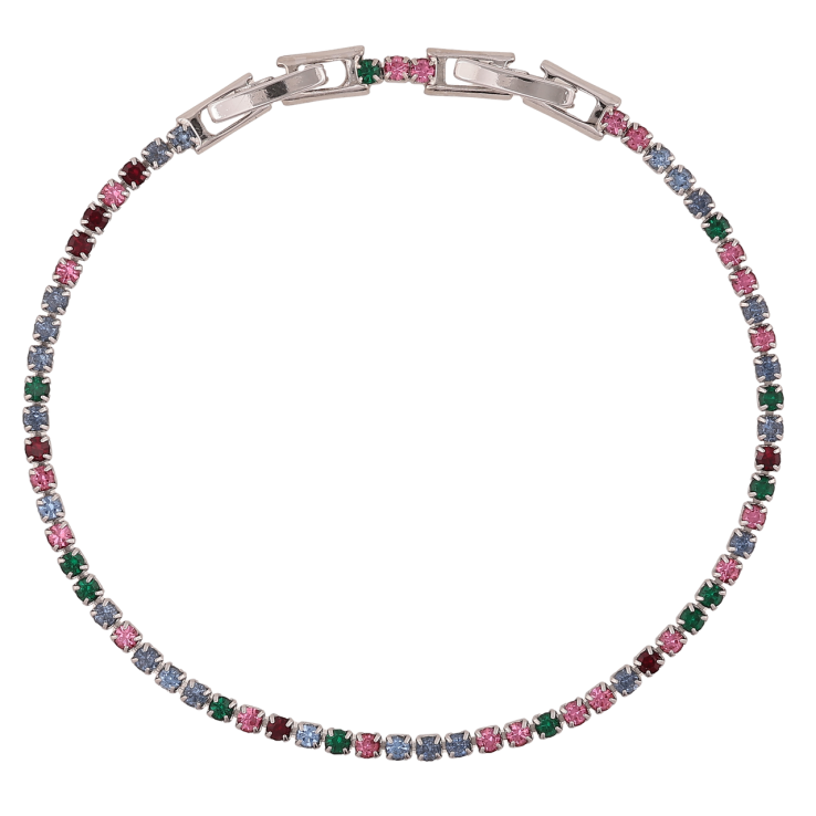 Браслет Xuping Родій «Доріжка різнокольорових кристалів» довжина з додатковим замком 17,19 см х 2 мм фото №5
