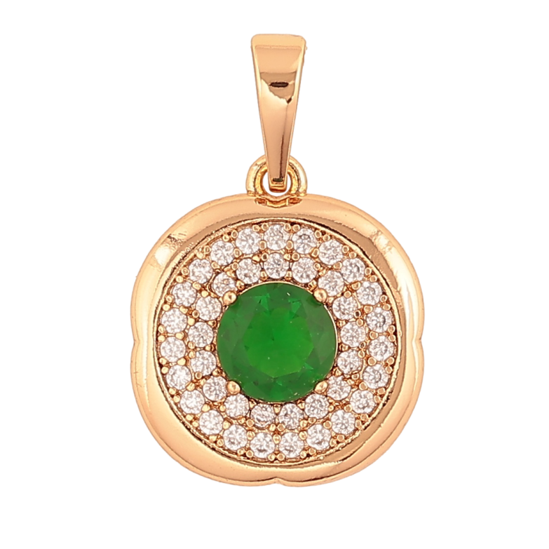 Кулон Xuping Позолота 18K «Інкрустація з зеленим кристалом» для ланцюжка до 6мм фото №1