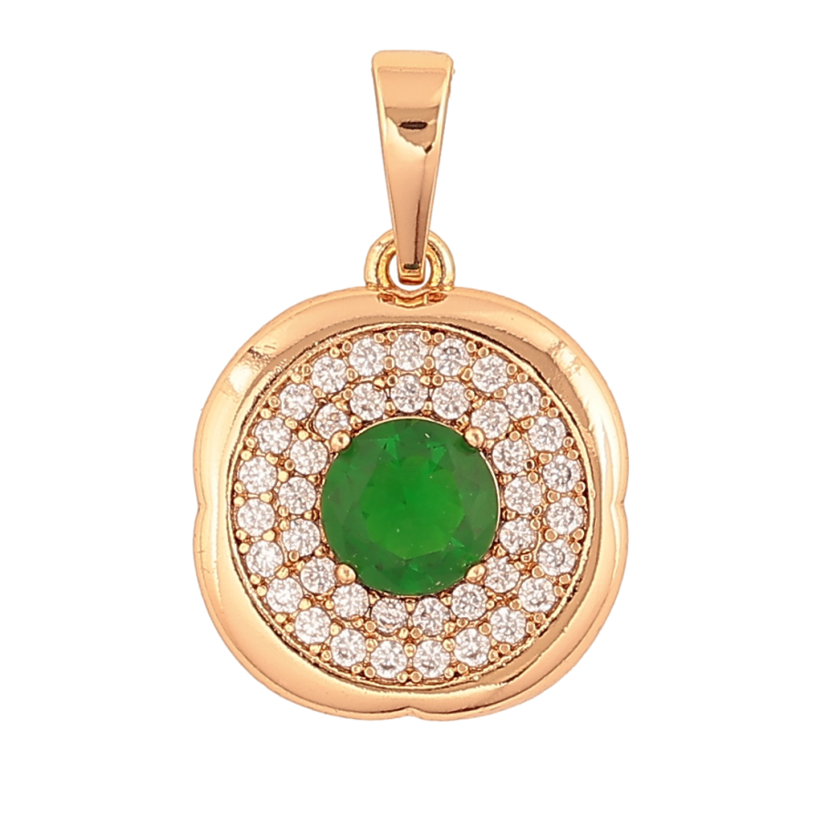 Кулон Xuping Позолота 18K «Інкрустація з зеленим кристалом» для ланцюжка до 6мм фото №1