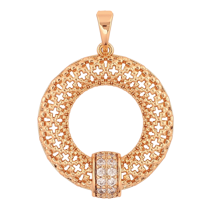 Кулон Xuping Позолота 18K «Різьблене кільце з кристалами» для ланцюжка до 5мм фото №9