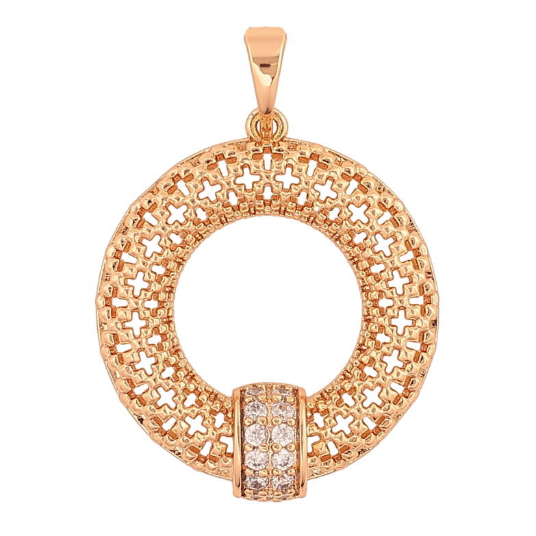 Кулон Xuping Позолота 18K Резное колечко с кристаллами для цепочки до 5мм фото №1