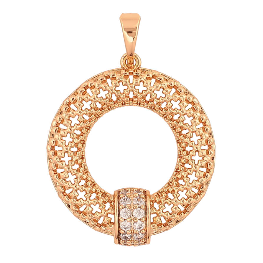 Кулон Xuping Позолота 18K «Різьблене кільце з кристалами» для ланцюжка до 5мм фото №1