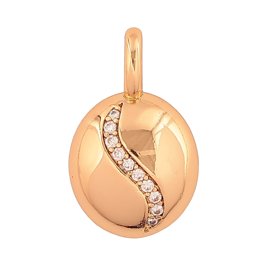 Кулон Xuping Позолота 18K Овал с волнистой дорожкой кристаллов для цепочки до 4мм фото №1