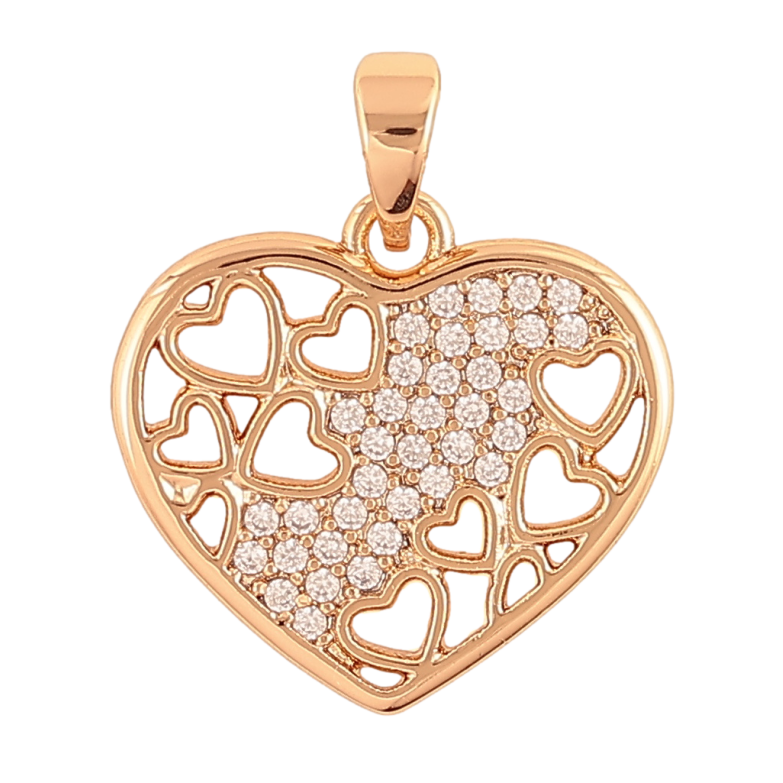 Кулон Xuping Позолота 18K Резное сердечко с инкрустацией кристаллами для цепочки до 5мм фото №1