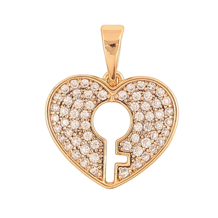 Кулон Xuping Позолота 18K «Сердечко-замочок з інкрустацією кристалами» для ланцюжка до 5мм фото №9