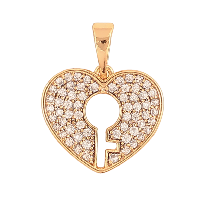 Кулон Xuping Позолота 18K «Сердечко-замочок з інкрустацією кристалами» для ланцюжка до 5мм фото №1