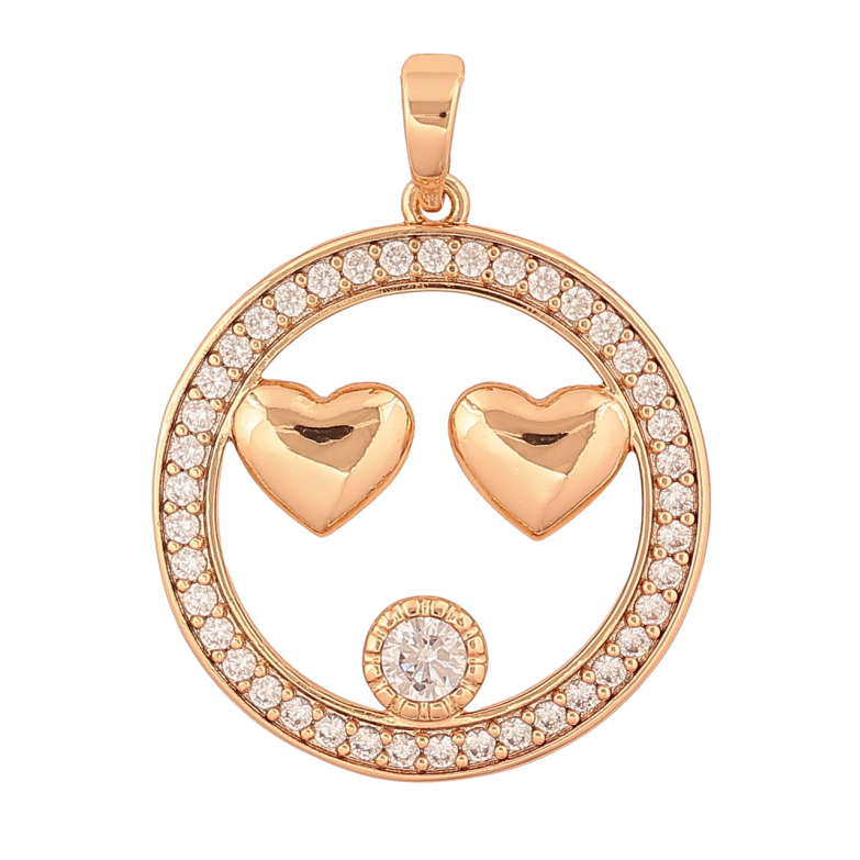 Кулон Xuping Позолота 18K Колечко с сердечками и кристаллами для цепочки до 5мм фото №2