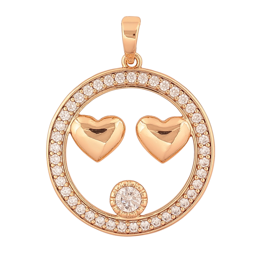 Кулон Xuping Позолота 18K «Колечко з сердечками і кристалами» для ланцюжка до 5мм фото №1