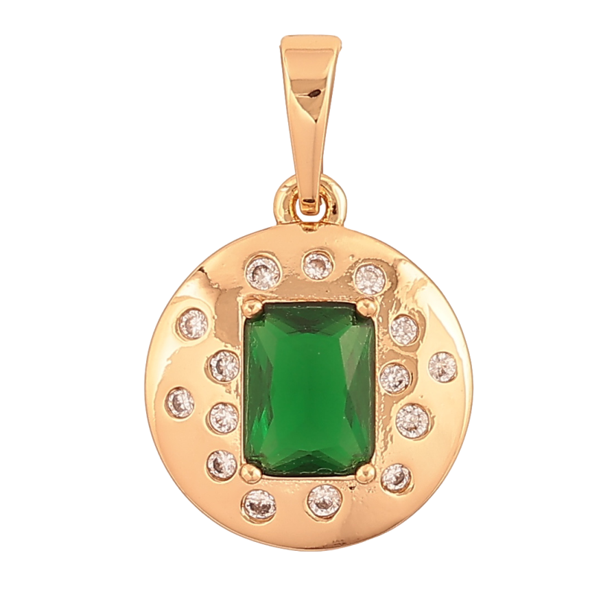 Кулон Xuping Позолота 18K «Візерунок з зеленим кристалом» для ланцюжка до 6мм фото №1