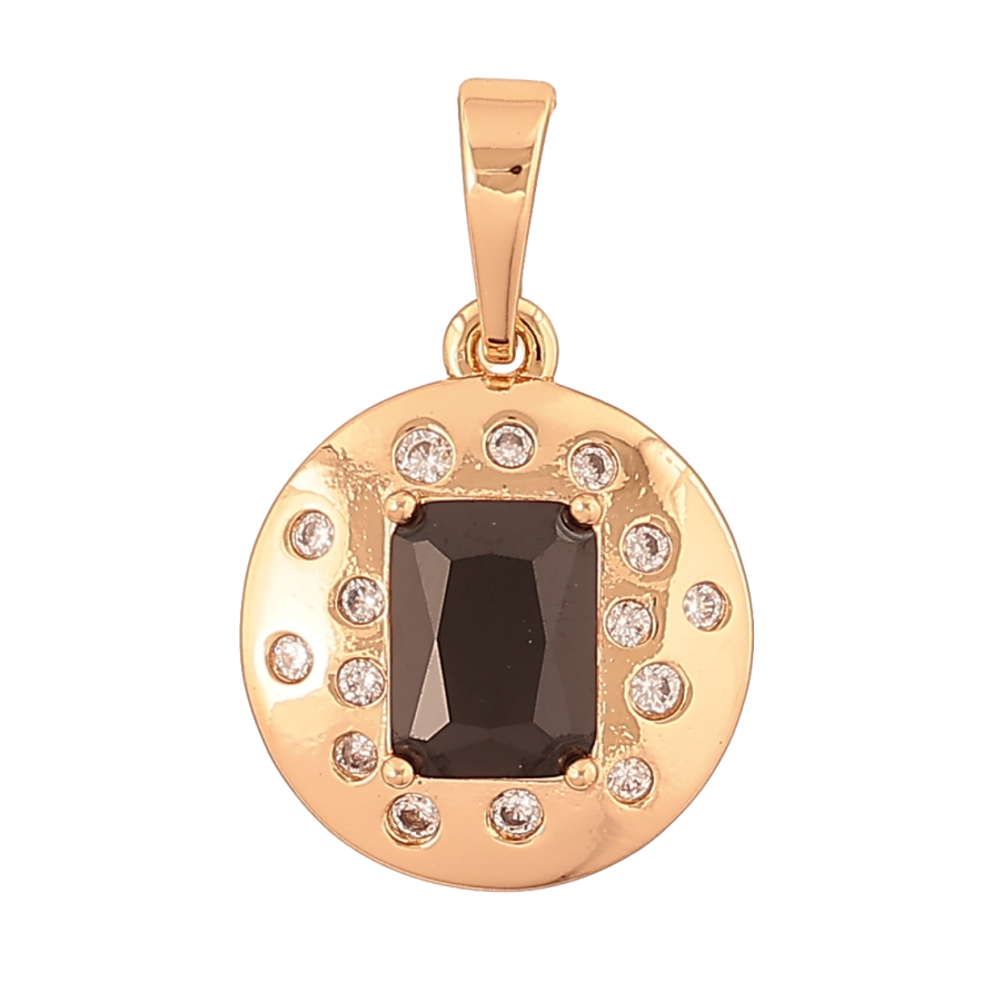 Кулон Xuping Позолота 18K «Візерунок з чорним кристалом» для ланцюжка до 6мм фото №1