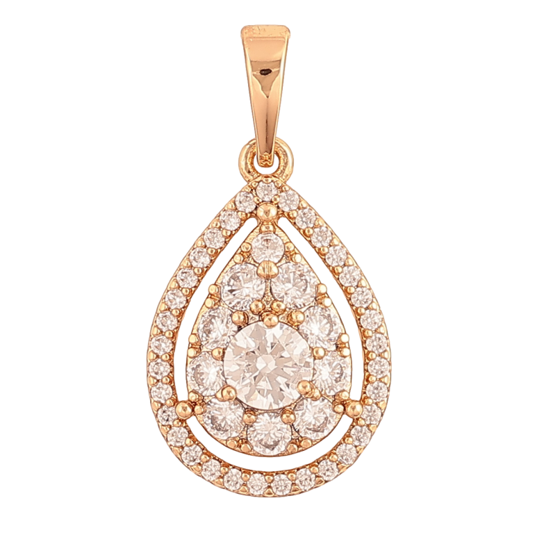 Кулон Xuping Позолота 18K Капелька с инкрустацией кристаллами для цепочки до 6мм фото №1