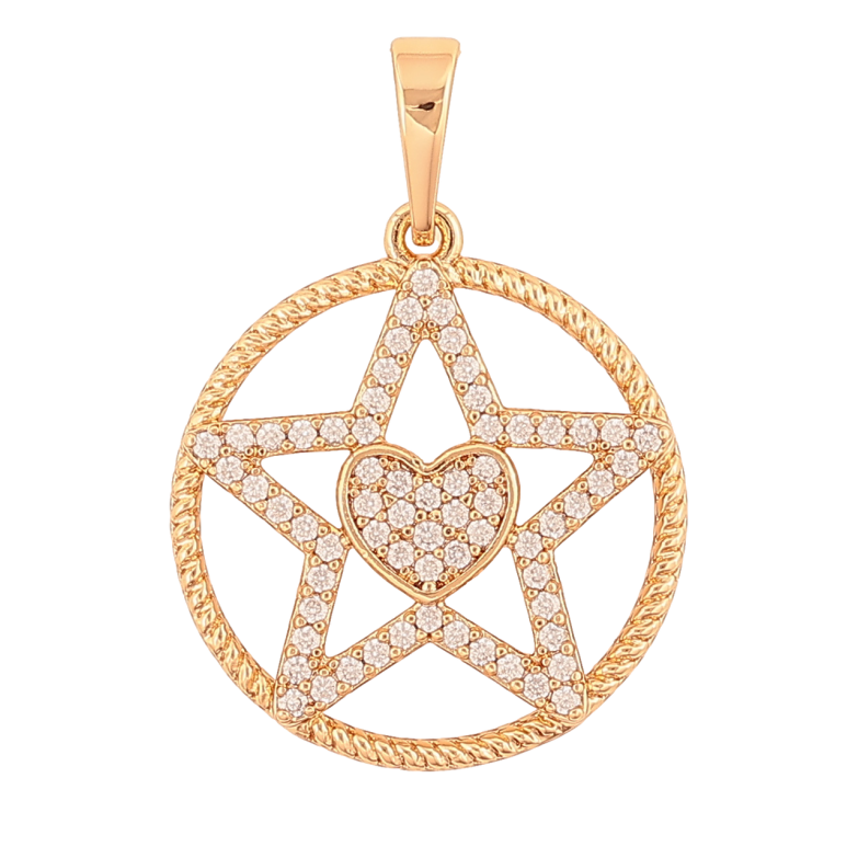 Кулон Xuping Позолота 18K Звезда с сердечками для цепочки до 6мм фото №1