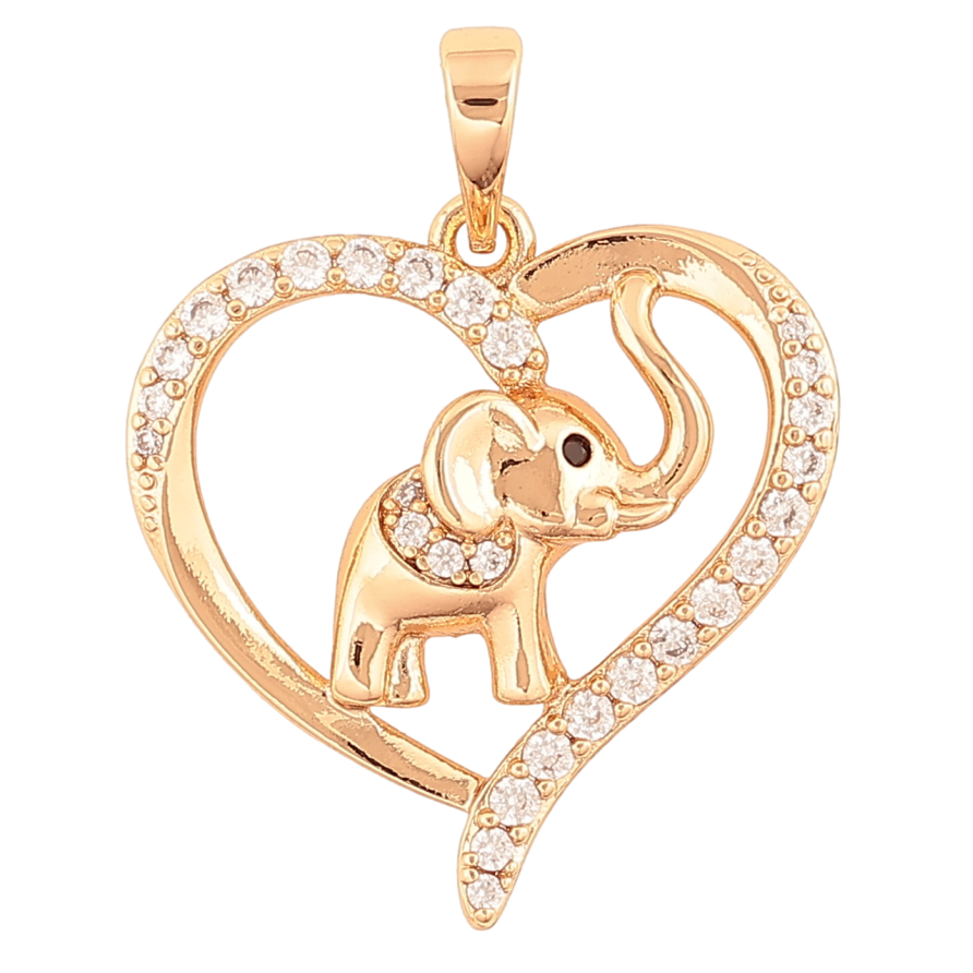 Кулон Xuping Позолота 18K «Слон у сердечку» для ланцюжка до 6мм фото №1