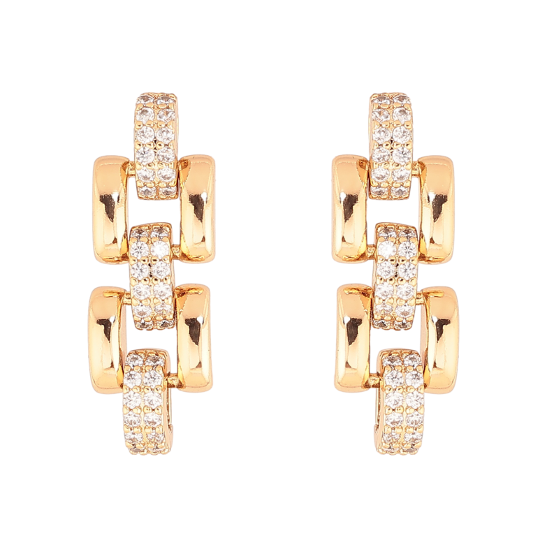 Серьги Xuping Позолота 18K пусеты Браслетные звенья с кристаллами фото №1