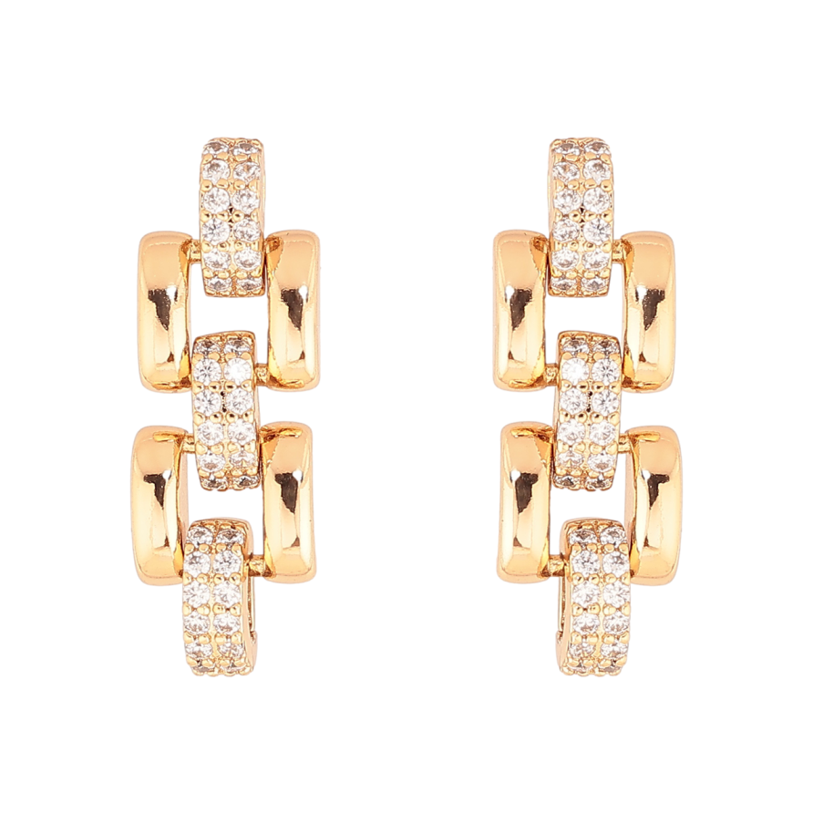 Серьги Xuping Позолота 18K пусеты Браслетные звенья с кристаллами фото №1