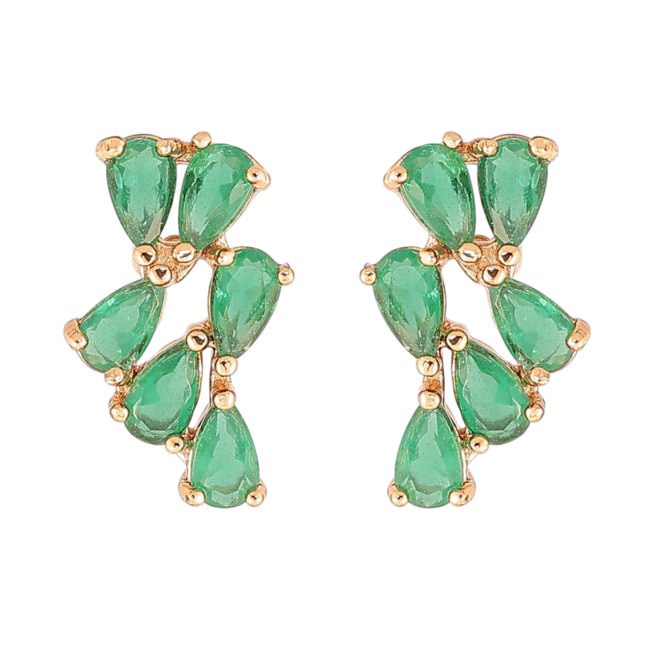 Сережки Xuping Позолота 18K пусети «Візерунок з зелених кристалів» фото №7 Сережки Xuping Позолота 18K пусети «Візерунок з зелених кристалів» фото №7