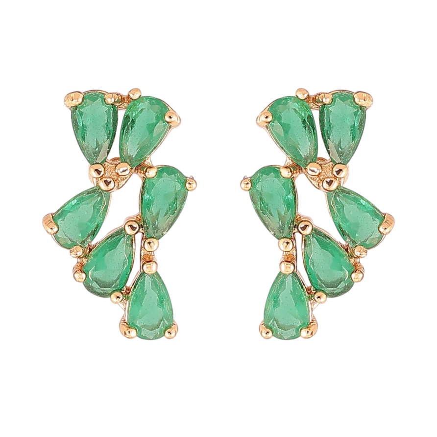 Сережки Xuping Позолота 18K пусети «Візерунок з зелених кристалів» фото №1 Сережки Xuping Позолота 18K пусети «Візерунок з зелених кристалів» фото №1