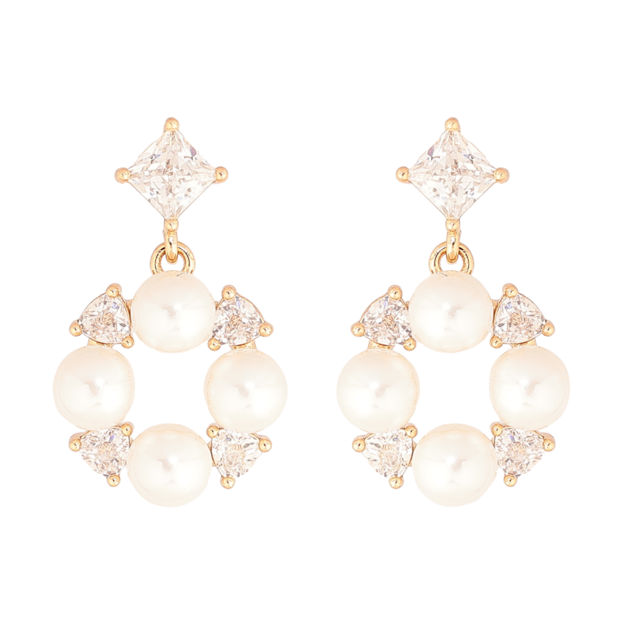 Серьги Xuping Позолота 18K пусеты Кристально-жемчужные подвески фото №1