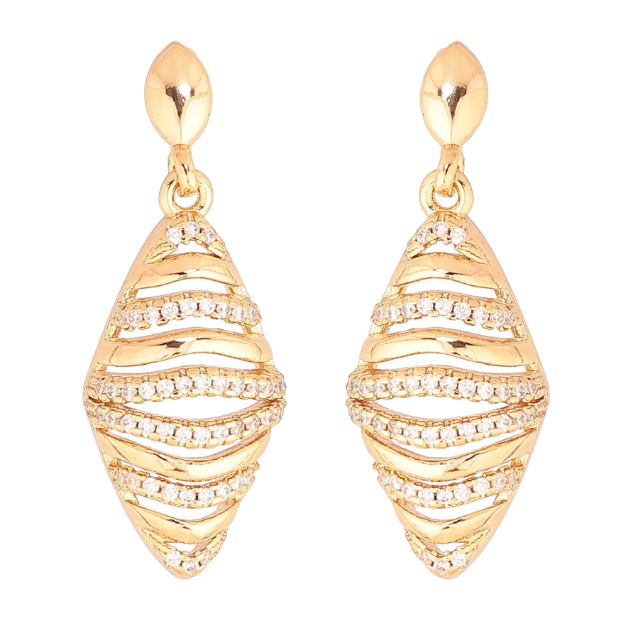 Серьги Xuping Позолота 18K пусеты Ромбовые подвески с дорожками кристаллов фото №1