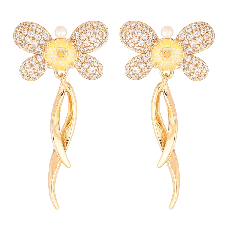 Серьги Xuping Позолота 18K пусеты Декоративные бабочки с инкрустацией кристаллами фото №6 Серьги Xuping Позолота 18K пусеты Декоративные бабочки с инкрустацией кристаллами фото №6