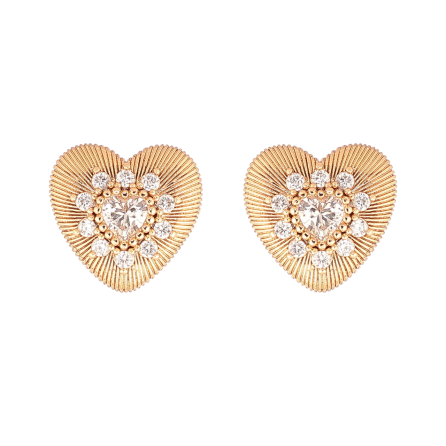 Серьги Xuping Позолота 18K пусеты Сердечки с кристаллами фото №1 Серьги Xuping Позолота 18K пусеты Сердечки с кристаллами фото №1