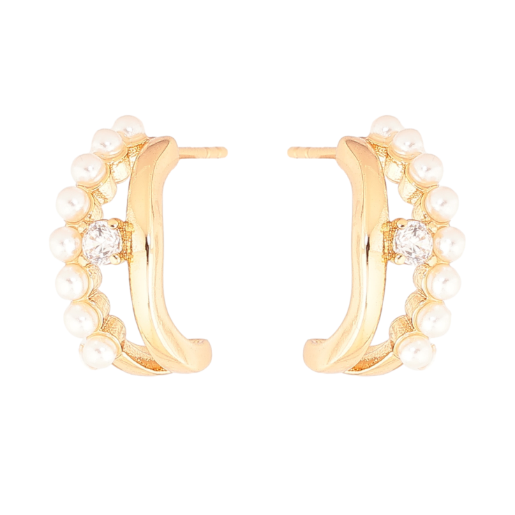 Серьги Xuping Позолота 18K пусеты Дуги с жемчужинками фото №10