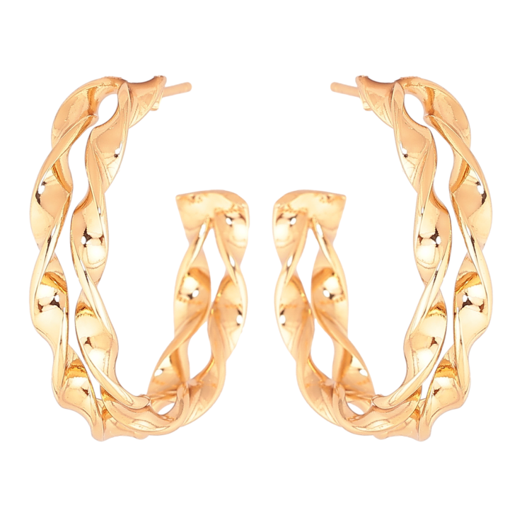 Сережки Xuping Позолота 18K пусети «Подвійні дуги» фото №5 Сережки Xuping Позолота 18K пусети «Подвійні дуги» фото №5