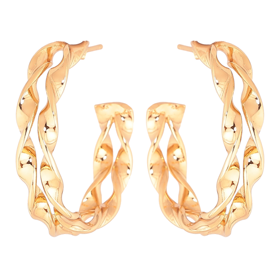 Сережки Xuping Позолота 18K пусети «Подвійні дуги» фото №1