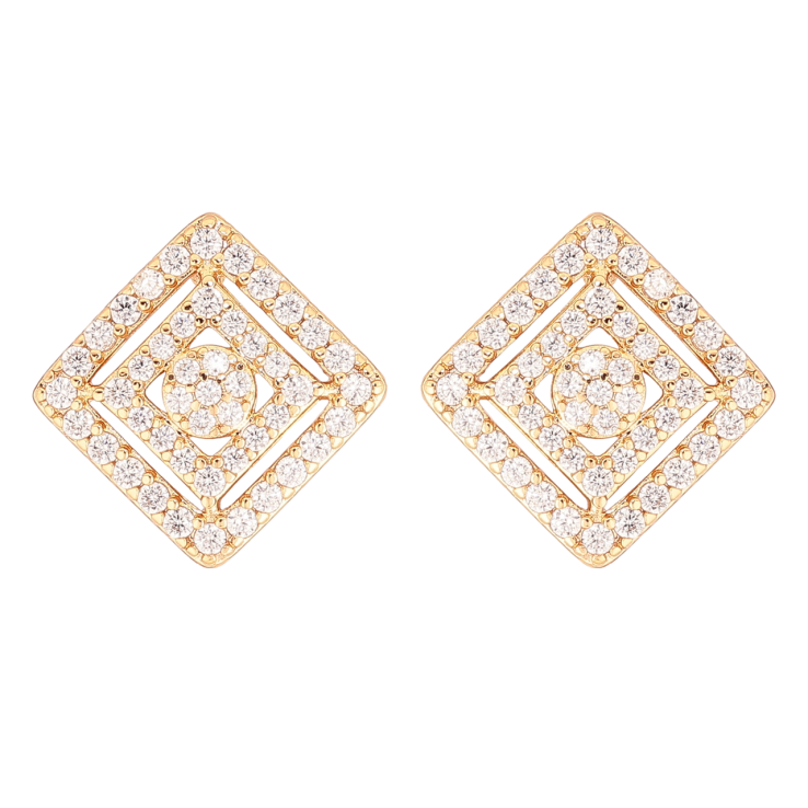 Серьги Xuping Позолота 18K пусеты Ромбы с инкрустацией кристаллами фото №2