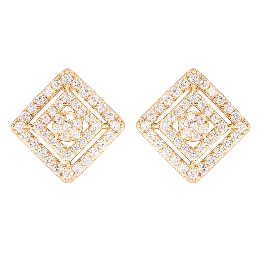 Серьги Xuping Позолота 18K пусеты Ромбы с инкрустацией кристаллами фото №1