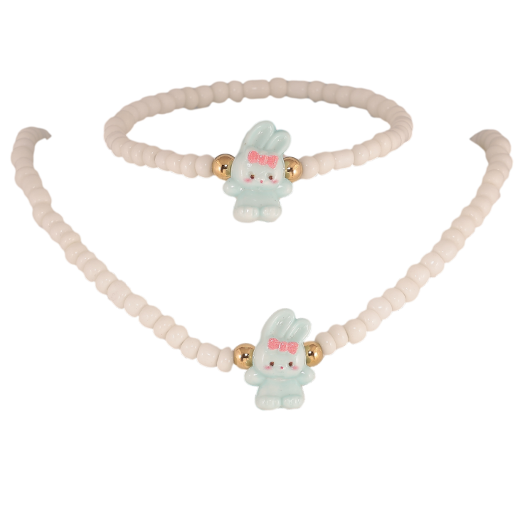 Набір дитячий Xuping TTM Stainless Steel Колір 14К Кольє Браслет «Зайчик» на гумці фото №9