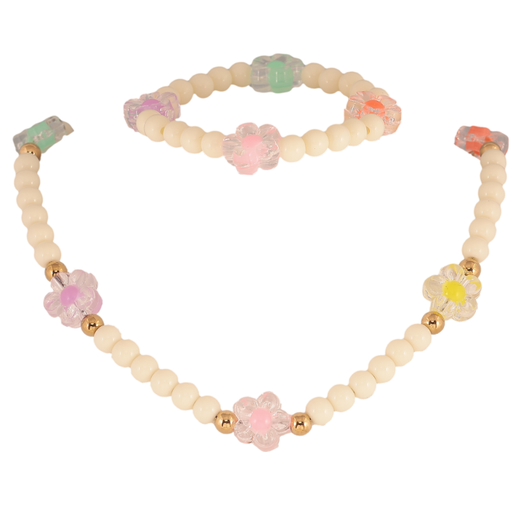 Набір дитячий Xuping TTM Stainless Steel Колір 14К Кольє Браслет «Квіточки» розмір 38-44см, Бр на гумці фото №15