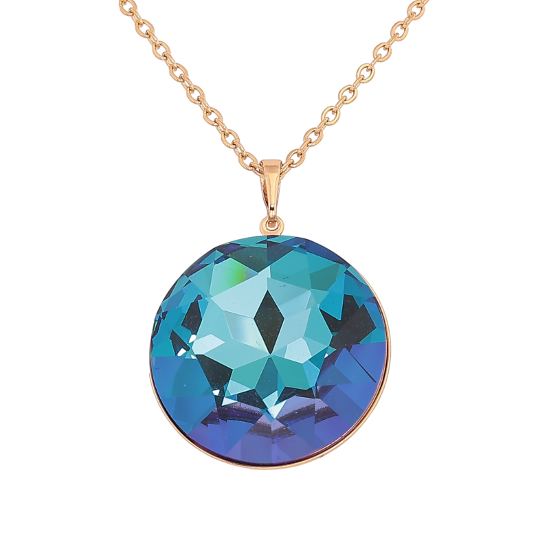 Кулон Xuping колір 18K з кристалами Swarovski на ланцюжку «Кристал Metallic Blue, ø 28мм» довжина 42-47см х 2мм фото №1