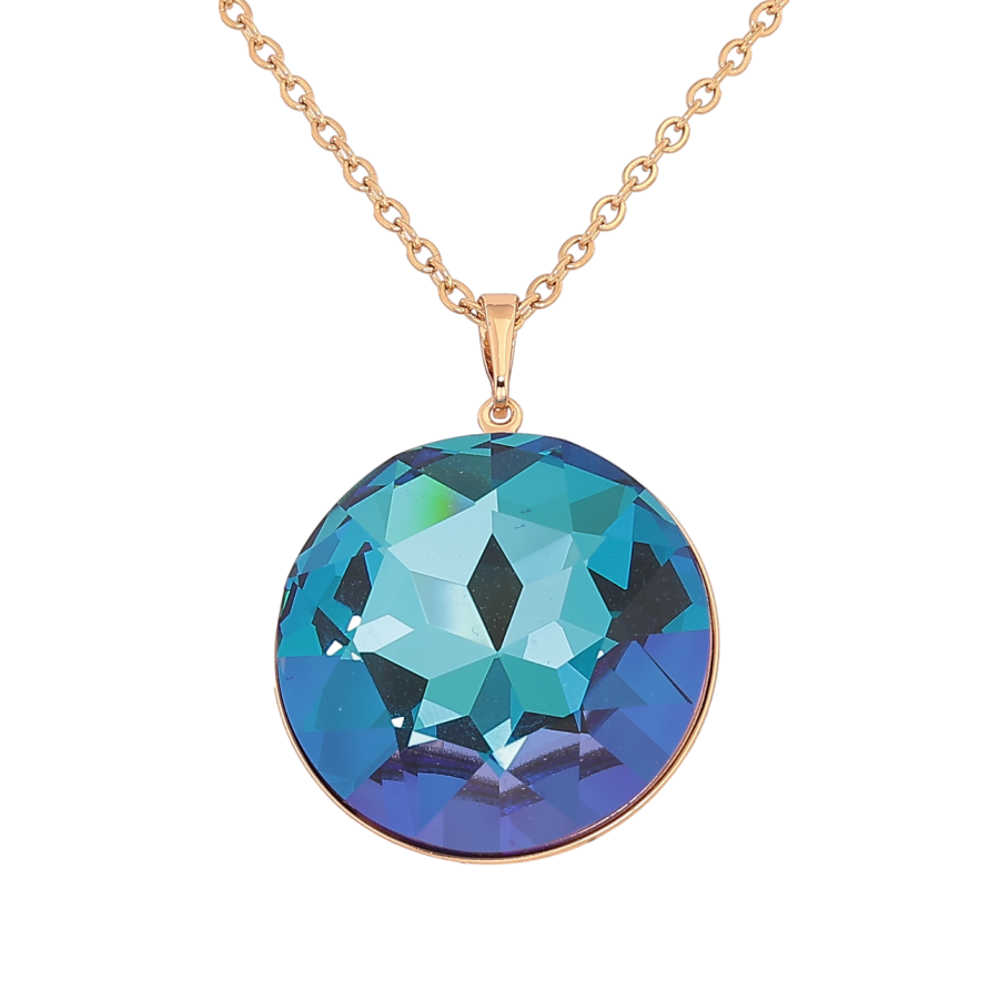 Кулон Xuping колір 18K з кристалами Swarovski на ланцюжку «Кристал Metallic Blue, ø 28мм» довжина 42-47см х 2мм фото №1