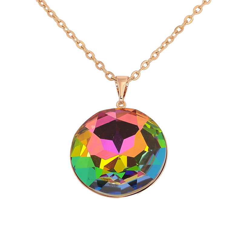 Кулон Xuping колір 18K з кристалами Swarovski на ланцюжку «Кристал Vitrail Medium, ø 28мм» довжина 42-47см х 2мм фото №3