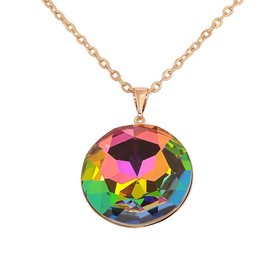 Кулон Xuping колір 18K з кристалами Swarovski на ланцюжку «Кристал Vitrail Medium, ø 28мм» довжина 42-47см х 2мм фото №1