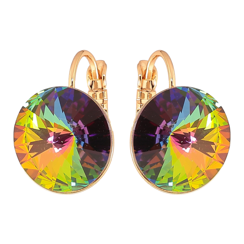 Серьги Xuping цвет 18К с кристаллами Swarovski французский замок Кристаллы Vitrail Medium, ø 14мм фото №8