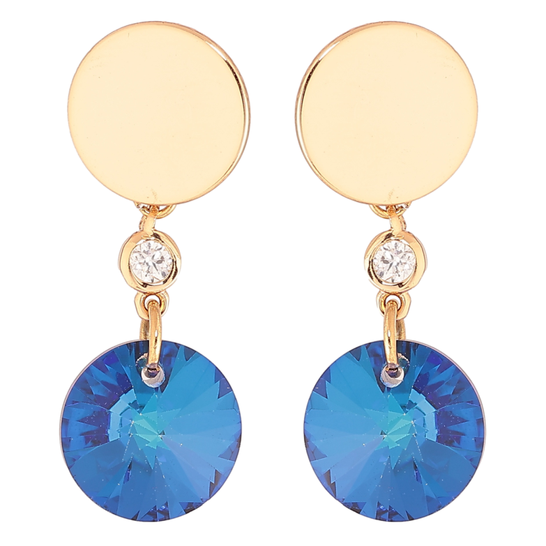 Сережки Xuping колір 18К з кристалами Swarovski пусети «Підвіски з кристалом Capri Blue» фото №3