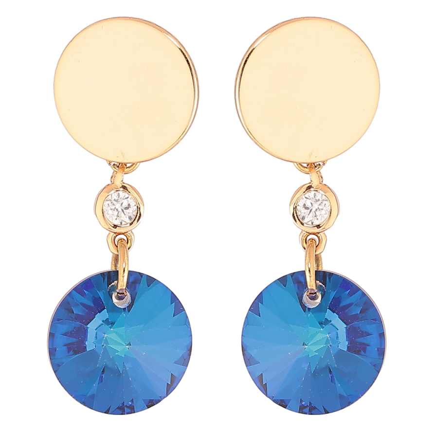 Сережки Xuping колір 18К з кристалами Swarovski пусети «Підвіски з кристалом Capri Blue» фото №1