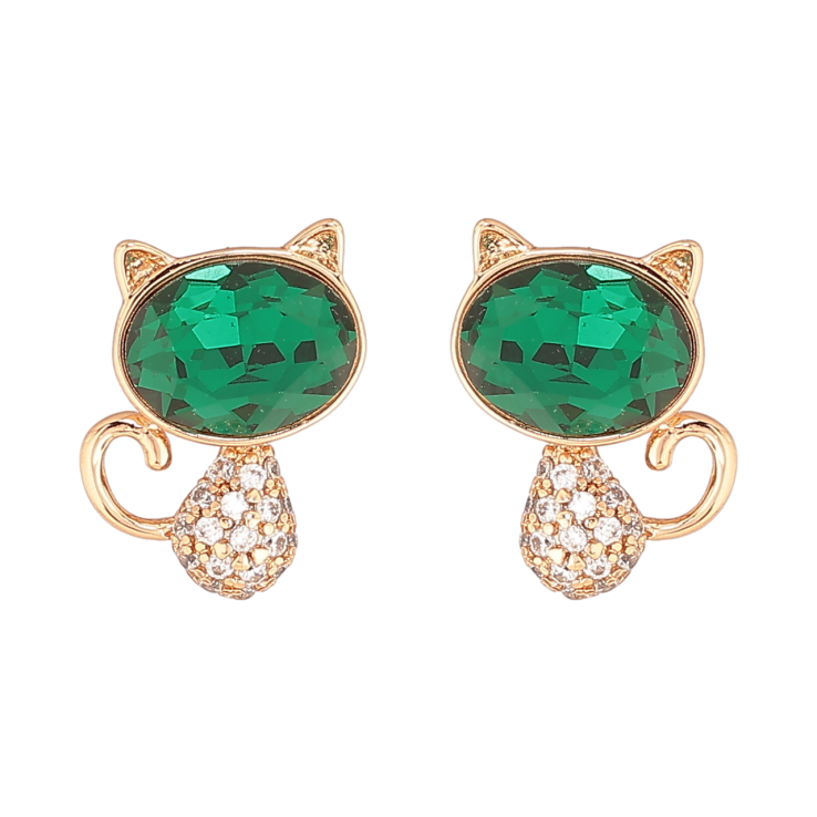 Сережки Xuping колір 18К з кристалами Swarovski пусети «Котики з кристалами Emerald» фото №19