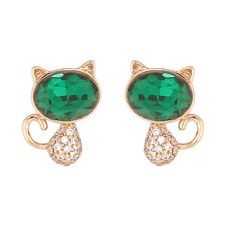 Серьги Xuping цвет 18К с кристаллами Swarovski пусеты Котики с кристаллами Emerald фото №22