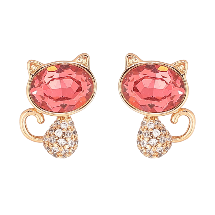 Сережки Xuping колір 18К з кристалами Swarovski пусети «Котики з кристалами Rose» фото №9