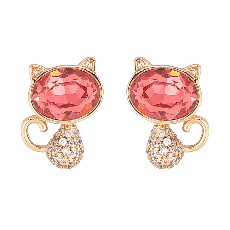 Сережки Xuping колір 18К з кристалами Swarovski пусети «Котики з кристалами Rose» фото №1