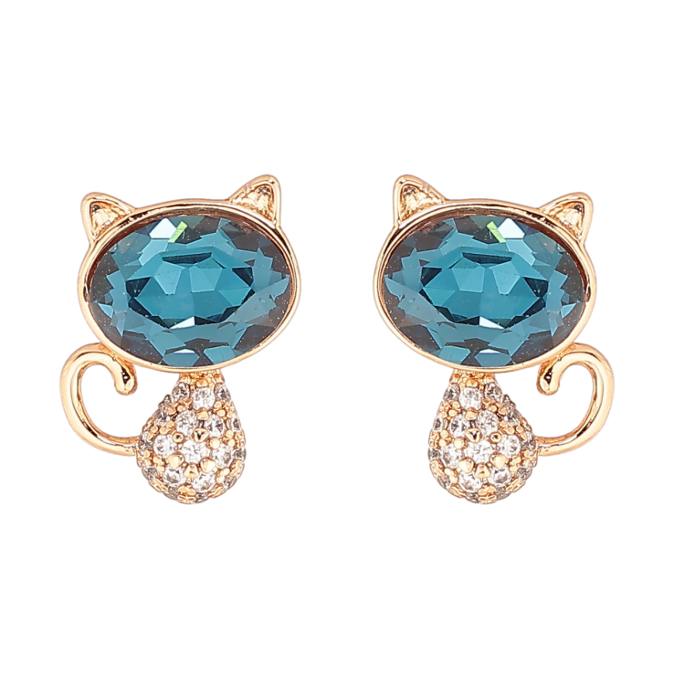 Сережки Xuping колір 18К з кристалами Swarovski пусети «Котики з кристалами Montana» фото №23