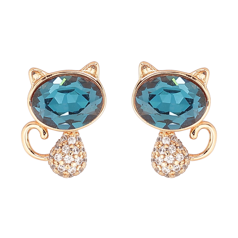 Сережки Xuping колір 18К з кристалами Swarovski пусети «Котики з кристалами Montana» фото №17