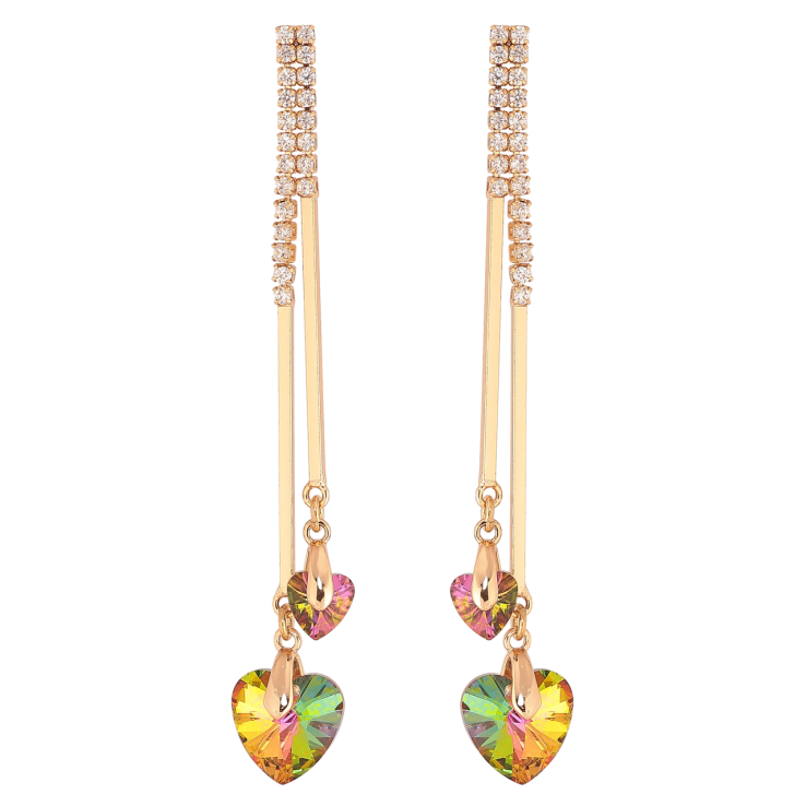 Сережки Xuping колір 18К з кристалами Swarovski пусети «Підвіски з кришталевими сердечками Vitrail Medium» фото №2